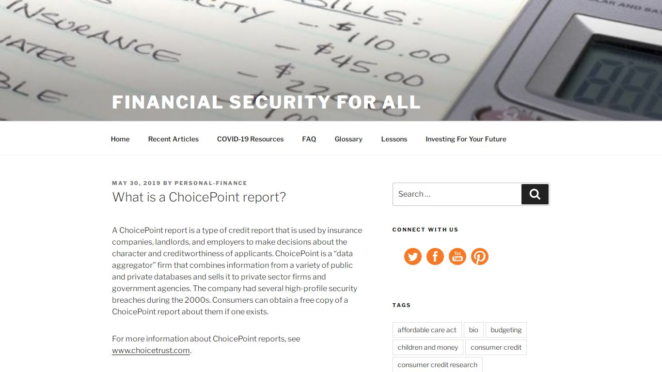 What is a ChoicePoint report? - Financial Security for All